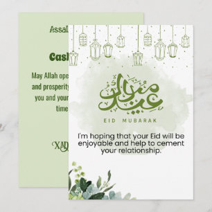 Eid Mubarak Gröna Blommor Julkort
