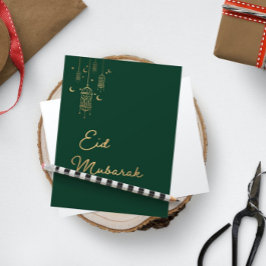 Eid Mubarak Grönt & Guld Eid Card Helgkort