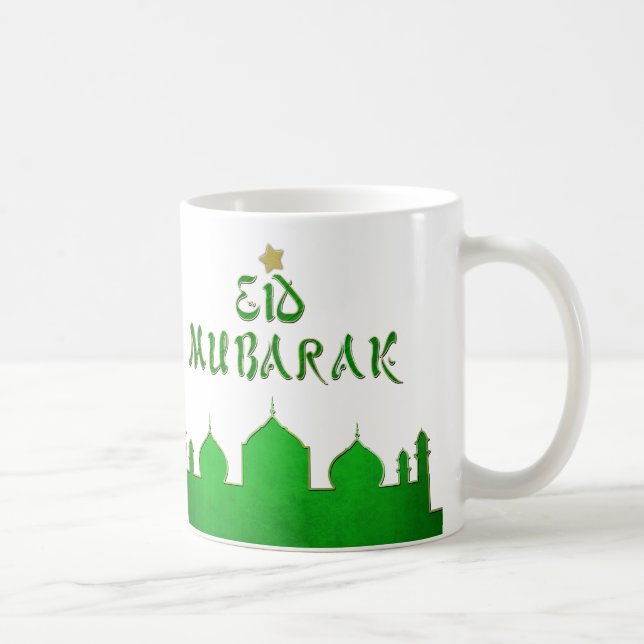 Eid Mubarak Grönt Guld Mosque Kaffemugg (Höger)