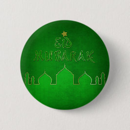 Eid Mubarak Grönt Guld Mosque Knapp