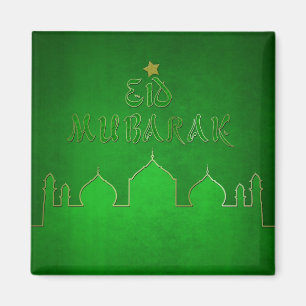 Eid Mubarak Grönt Guld Mosque Magnet