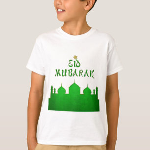 Eid Mubarak Grönt Guld Mosque T Shirt