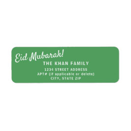 Eid Mubarak Grönt Returadress Sticker-etikett Etikett