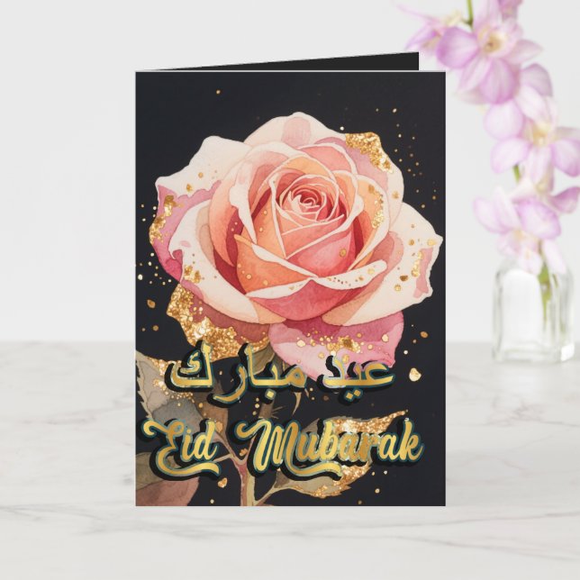 Eid Mubarak Guld Black Ro Elegant Eid Card Kort (Orkide)