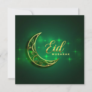 Eid Mubarak Guld Crescent Gnistra Grönt  Julkort