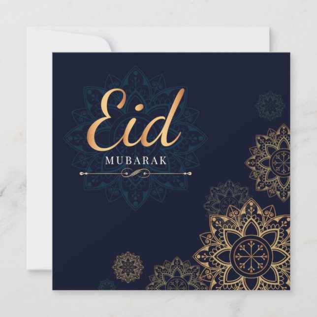 Eid Mubarak Guld Mandala Helgdag Card Julkort (Framsida)