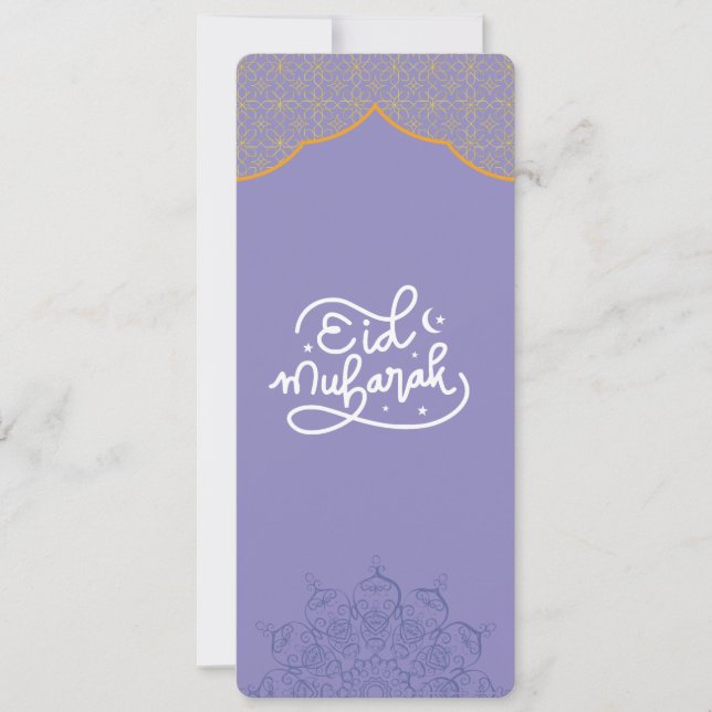 Eid Mubarak Guld och lila Mandala Kort (Framsida)