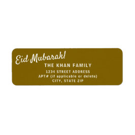 Eid Mubarak Guld Returadress Sticker Label Etikett