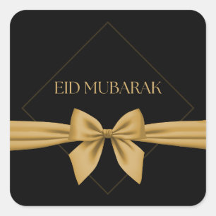 Eid Mubarak guld ribbon Fyrkantigt Klistermärke