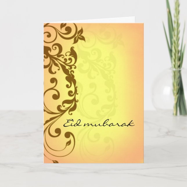 Eid mubarak - gult hälsningkort helgkort (Framsida)
