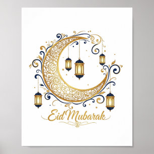 Eid Mubarak Gyllene Halvmåne Poster