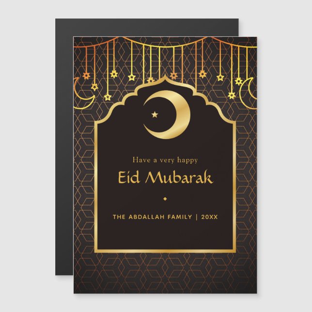 Eid Mubarak Hälsning Magnetisk Inbjudningskort (Fram/baksida)