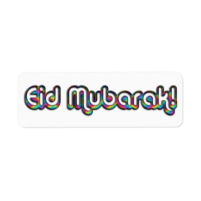Eid Mubarak Hälsning Rainbow Färg Typografi Returadress Etikett (Framsidan)