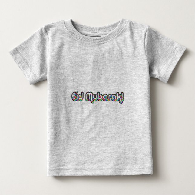 Eid Mubarak Hälsning Rainbow Färg Typografi Tee Shirt (Framsida)