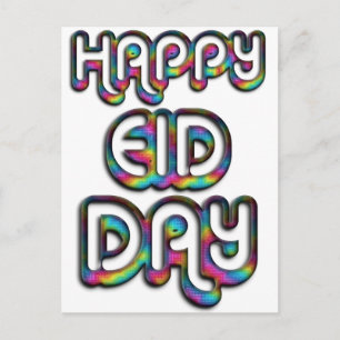 Eid Mubarak Hälsning Rainbow Färg Typografi Vykort
