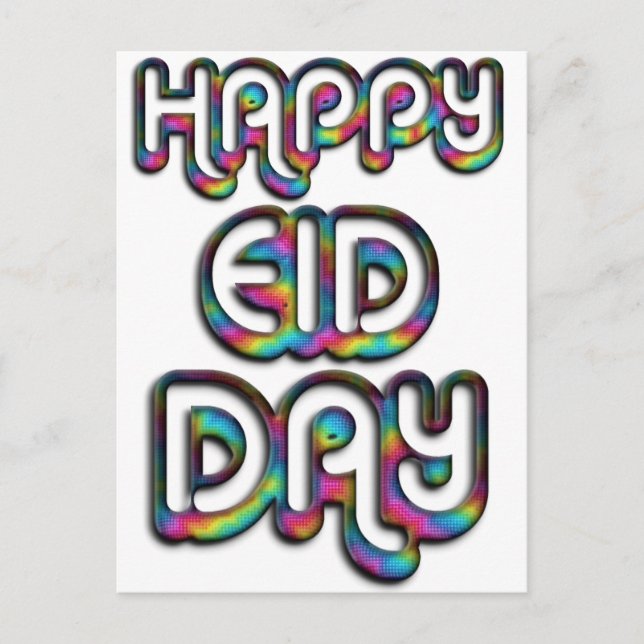 Eid Mubarak Hälsning Rainbow Färg Typografi Vykort (Framsida)