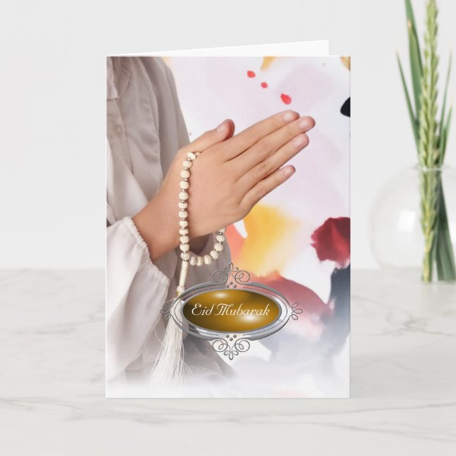Eid Mubarak / Hijab-flicka Högtidskort Helgkort (Framsida)