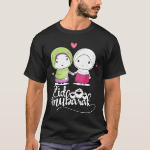 Eid Mubarak Hijab Muslim Girls Eid with Funny she T Shirt
