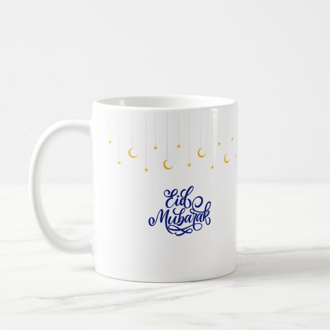 Eid Mubarak i Blue Färg Kaffemugg (Vänster)