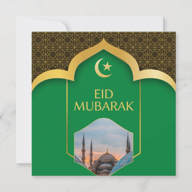 Eid Mubarak i Gröntens bakgrund Inbjudningar (Framsida)