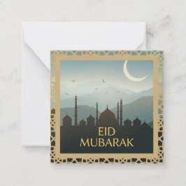 Eid Mubarak i ljusblå bakgrund Anteckningskort