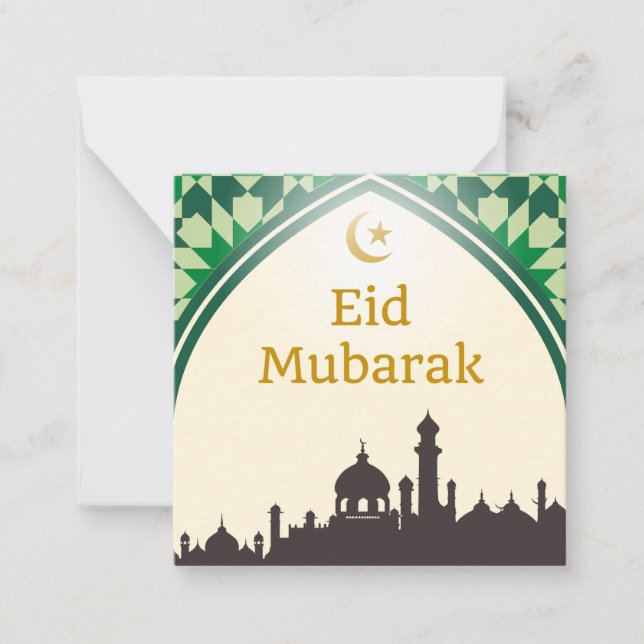 Eid Mubarak in Light Gult Background Anteckningskort (Framsida)