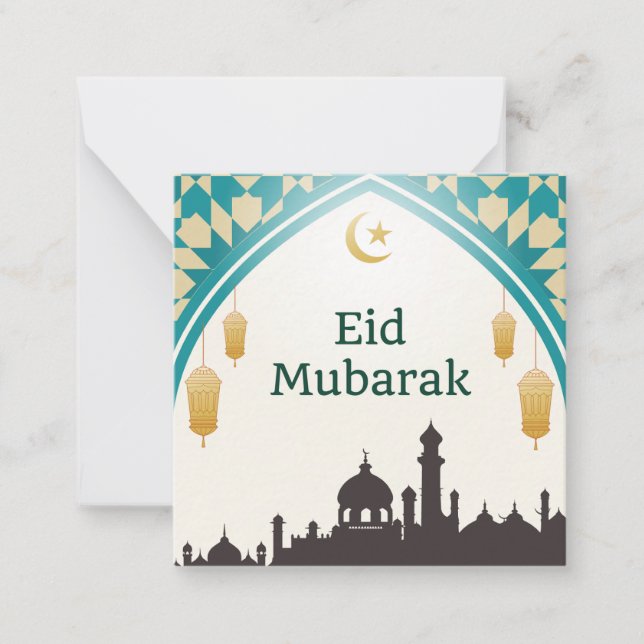 Eid Mubarak in White Background Note Card Anteckningskort (Framsida)