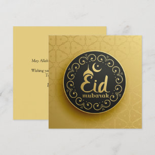 Eid Mubarak Islamic Geometric Mönster Guld Helgdag Julkort