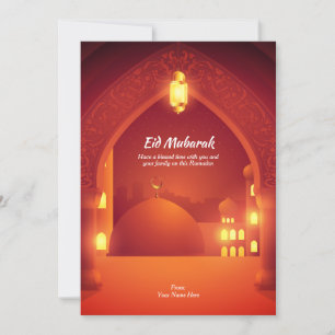Eid Mubarak Islamiska dekorativa dörrar och pela Inbjudningar