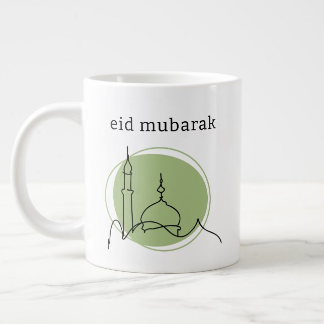 Eid Mubarak Jumbo Coffee Mugg - Mosque Line Art Jumbo Mugg (Vänster)