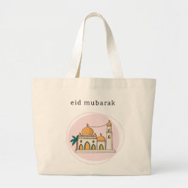 Eid Mubarak Jumbo Tote | Modern Moské Mjuk Rosa Tygkasse