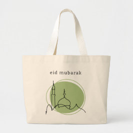 Eid Mubarak Jumbo Tote | Modern moské, sagemörkgrö Jumbo Tygkasse