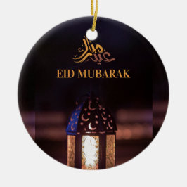 Eid Mubarak Lantern Glow Arabic Calligraphy Art Julgransprydnad Keramik