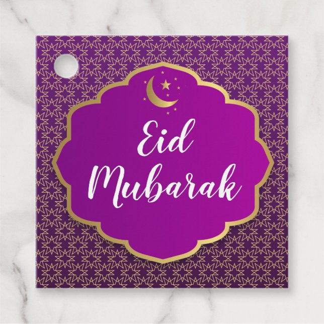 Eid Mubarak Lila Märkre Gåvor Etiketter (Framsida)