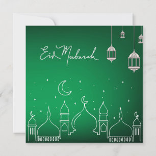 Eid Mubarak Line Art Mosque Julkort