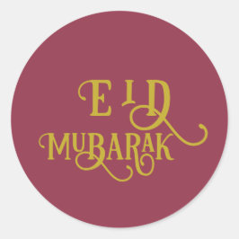 Eid Mubarak Luxurious Red Färg Plain Runt Klistermärke