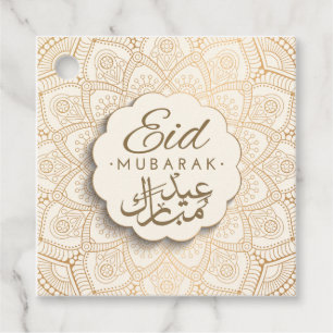 Eid Mubarak Lycklig Eid Golden Calligraphy Manda Gåvor Etiketter