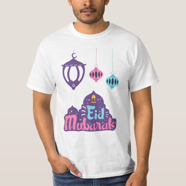 Eid Mubarak-Lycklig och Blsed Eid T Shirt (Framsida)