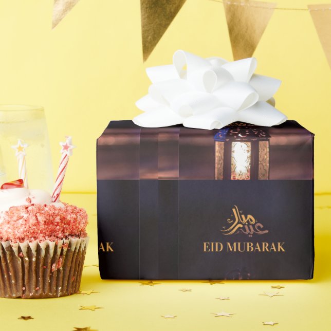 Eid Mubarak Lykta Sken Arabisk Kalligrafi Konst Presentpapper (Födelsedagsfest)