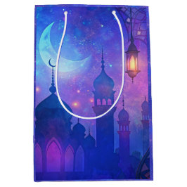Eid Mubarak Magic Arabian Nights Crescent Blue Art
