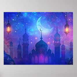 Eid Mubarak Magic Arabian Nights Crescent Färg Poster