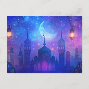 Eid Mubarak Magic Arabian Nights Crescent Färg Vykort