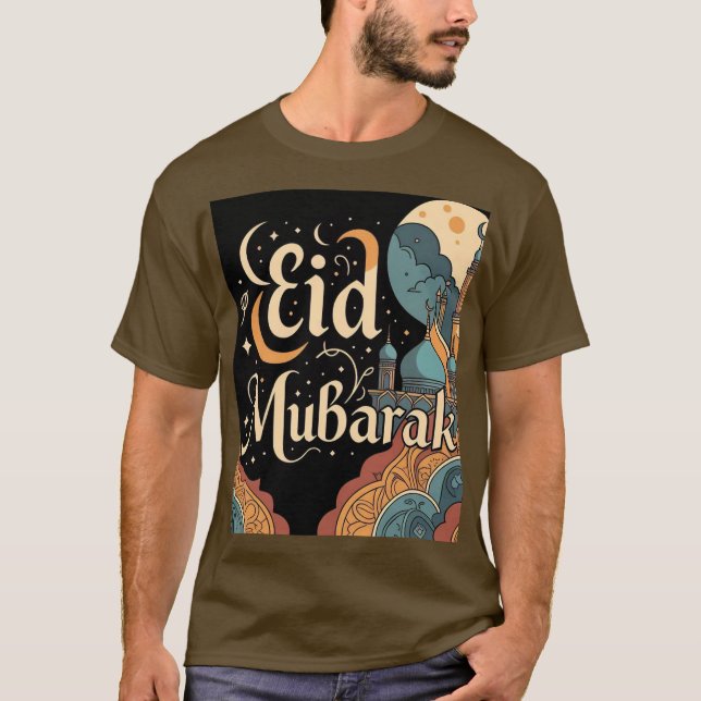 Eid Mubarak Manar Tshirt med Elegant Mosque T Shirt (Framsida)