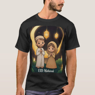 Eid Mubarak Manar Tshirt visar Cute Muslim Couple T Shirt