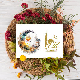 Eid Mubarak Måne och Sol fantasy Eid Hälsning Julkort