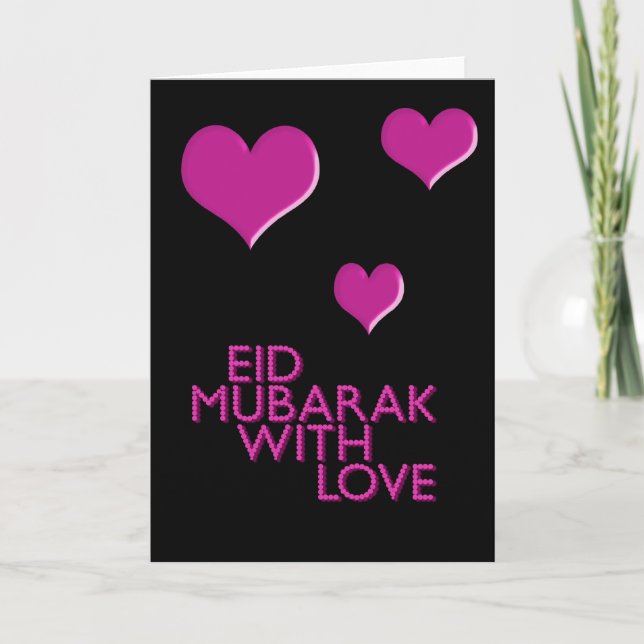eid mubarak med kärlekrosor helgkort (Framsida)