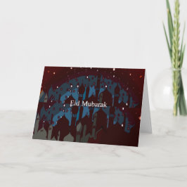 Eid Mubarak med natt verkställer Helgkort