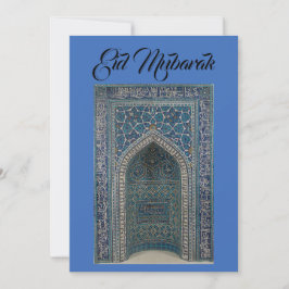 Eid Mubarak mihrab card indigo blue bakgrund Inbjudningar