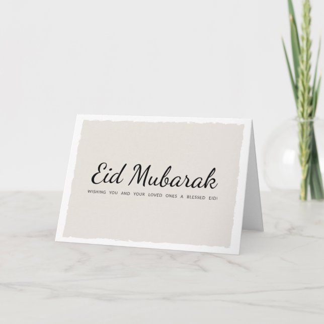 Eid Mubarak Modern Skrift Muslimsk Högtids Hälsnin Kort (Framsida)