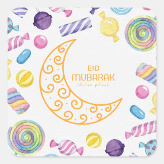 Eid mubarak mönster candy fyrkantigt klistermärke